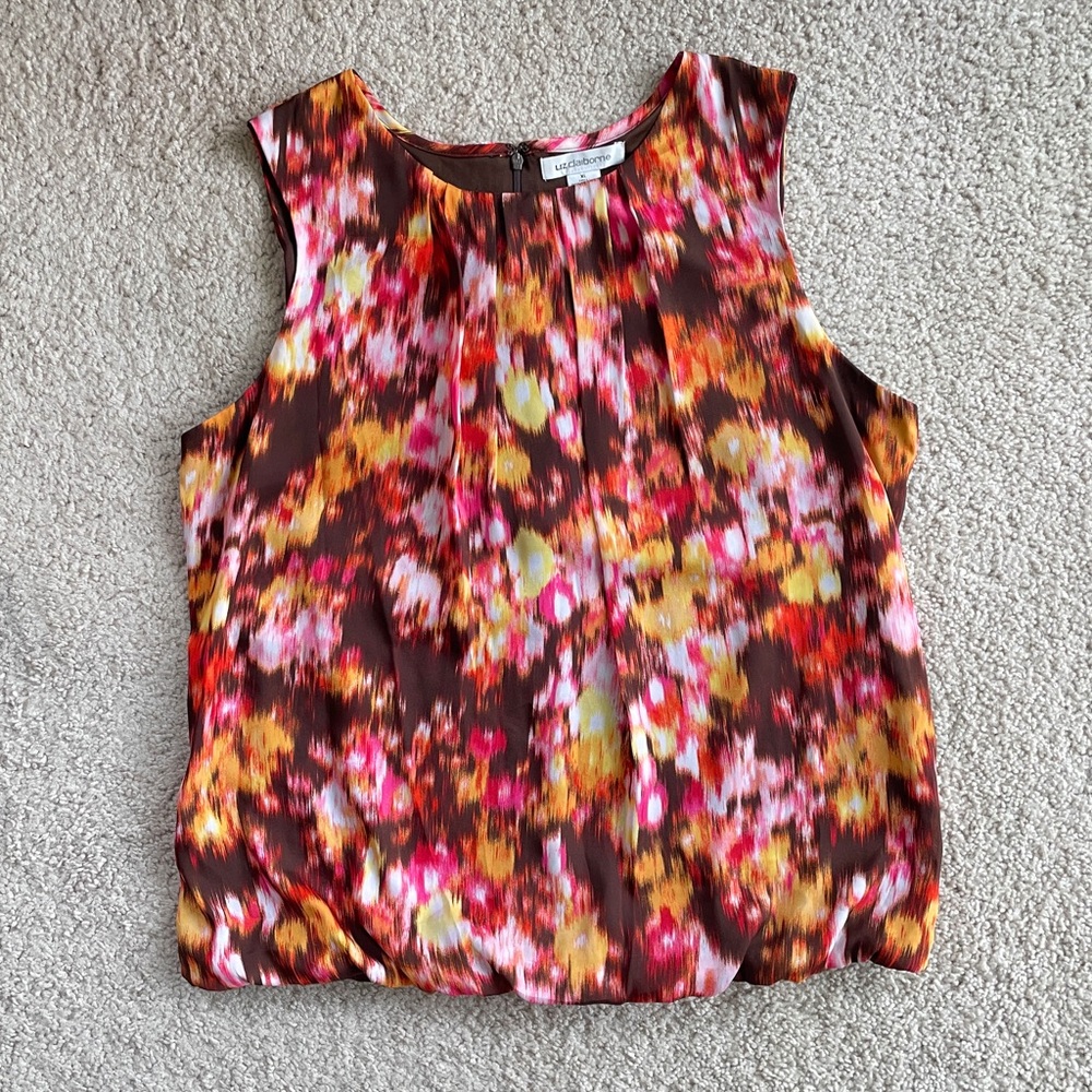 Liz Claiborne Colorful Southwestern Pink Yellow Brown Sleeveless Top Size XL